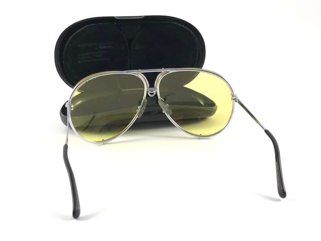 New Vintage Porsche 5623 Gold Frame Yellow Lens 1980s Large Sunglasses Germany 1