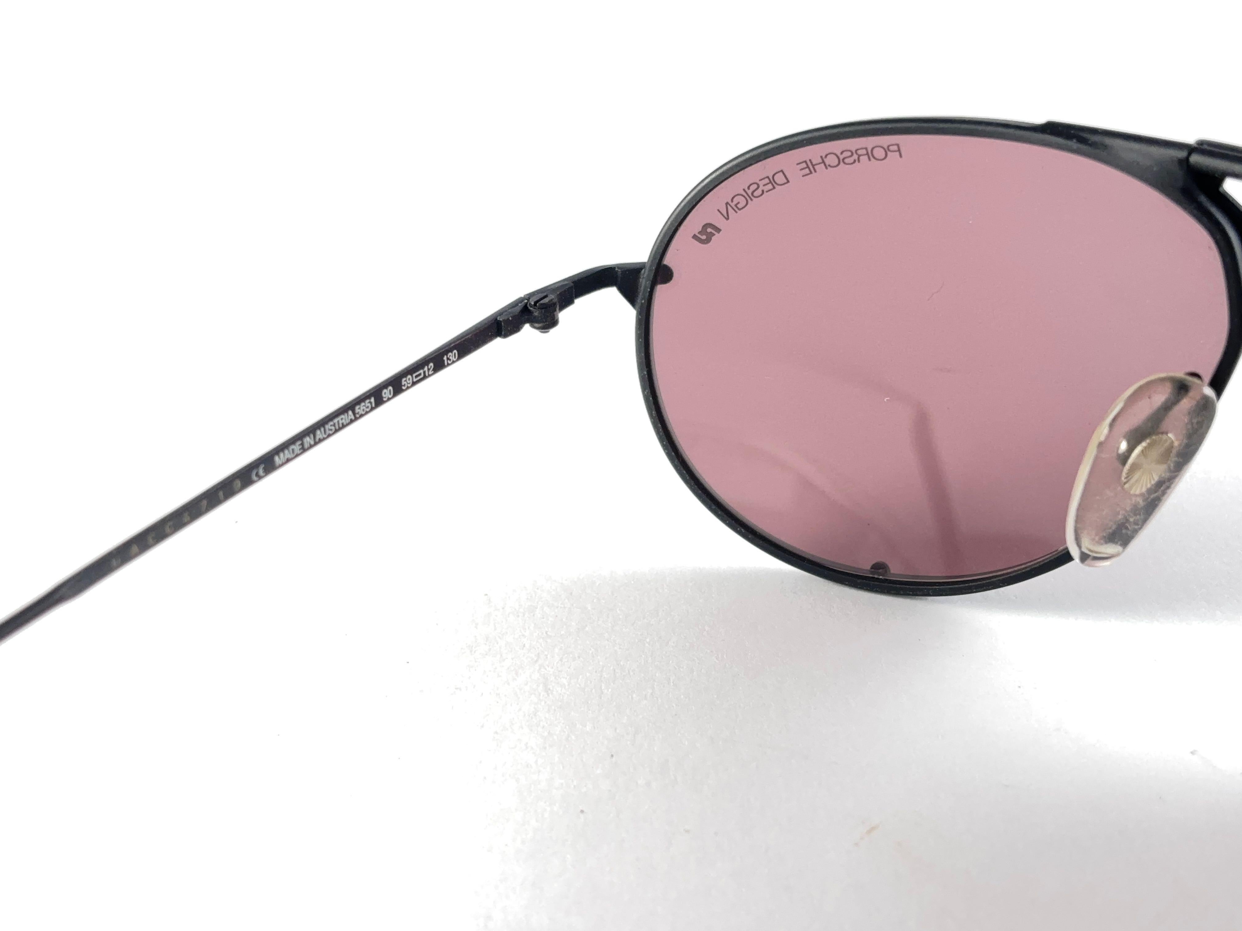 Beige New Vintage Porsche 5651 Shield Black Matte Frame 1990 Sunglasses Austria For Sale