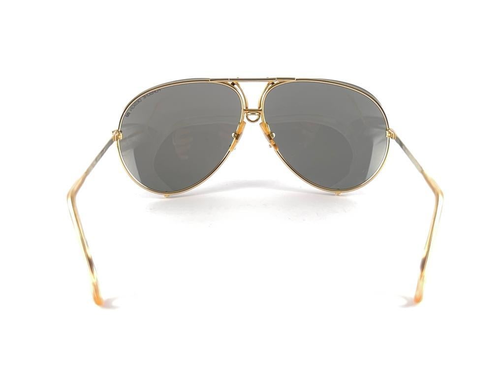 New Vintage Porsche Aviator Gold Frame Grey Lenses 1980's Sunglasses Austria For Sale 7