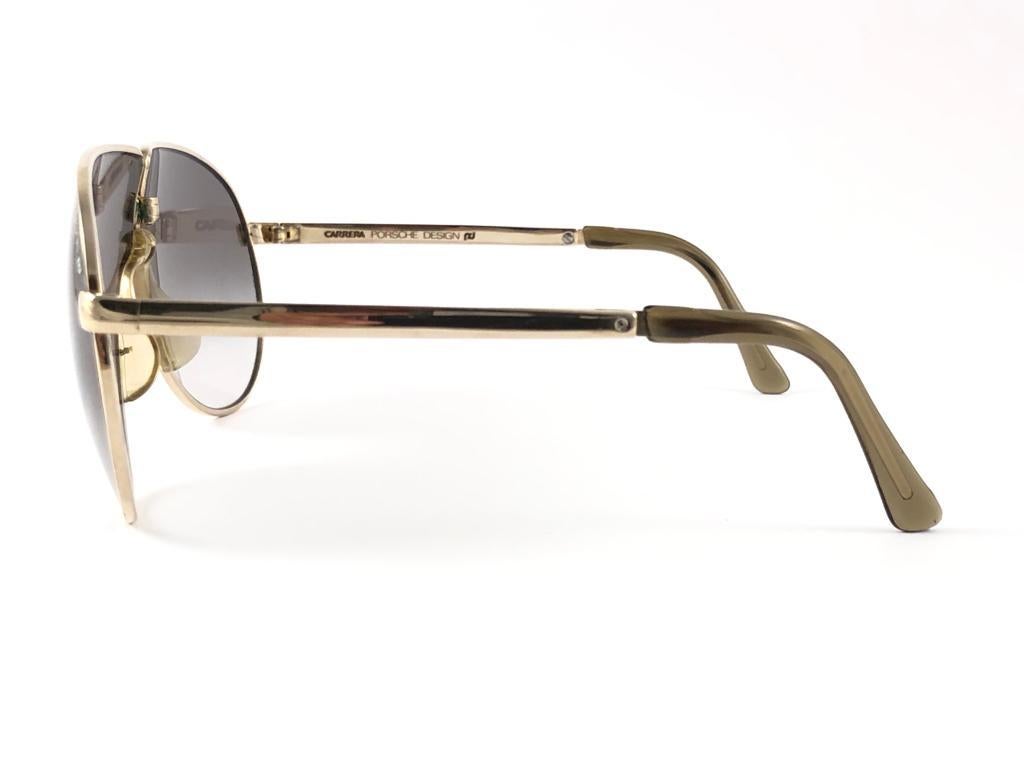 Black New Vintage Porsche Design 5622 40 Gold Foldable Sunglasses 1990s For Sale