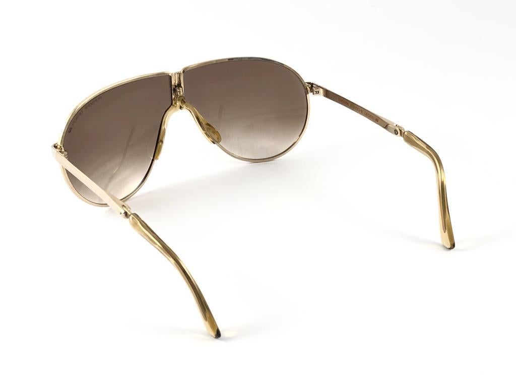 Black New Vintage Porsche Design 5622 42 Gold Foldable Sunglasses 1990s