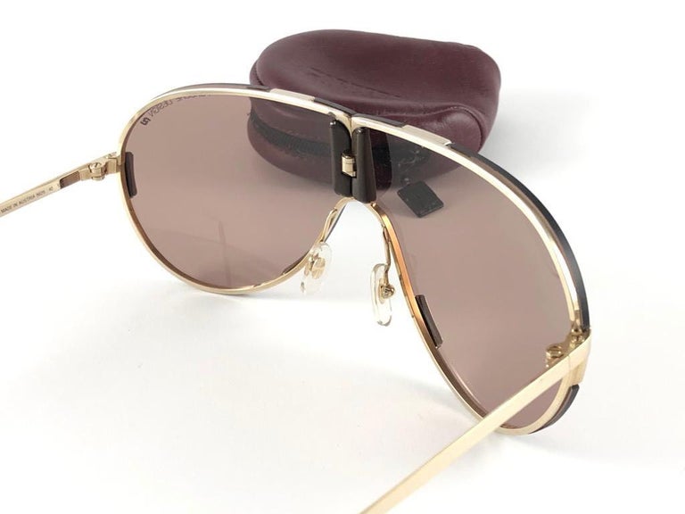 New Vintage Porsche Design 5629 40 Gold Foldable Sunglasses 1990s