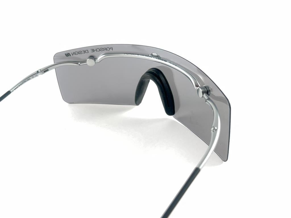 New Vintage Porsche Design 5693 Silver Foldable Flat Light Sunglasses 1990s 1