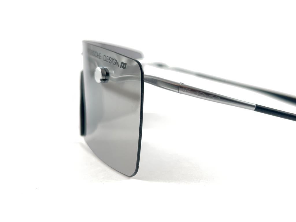 New Vintage Porsche Design 5693 Silver Foldable Flat Light Sunglasses 1990s 3