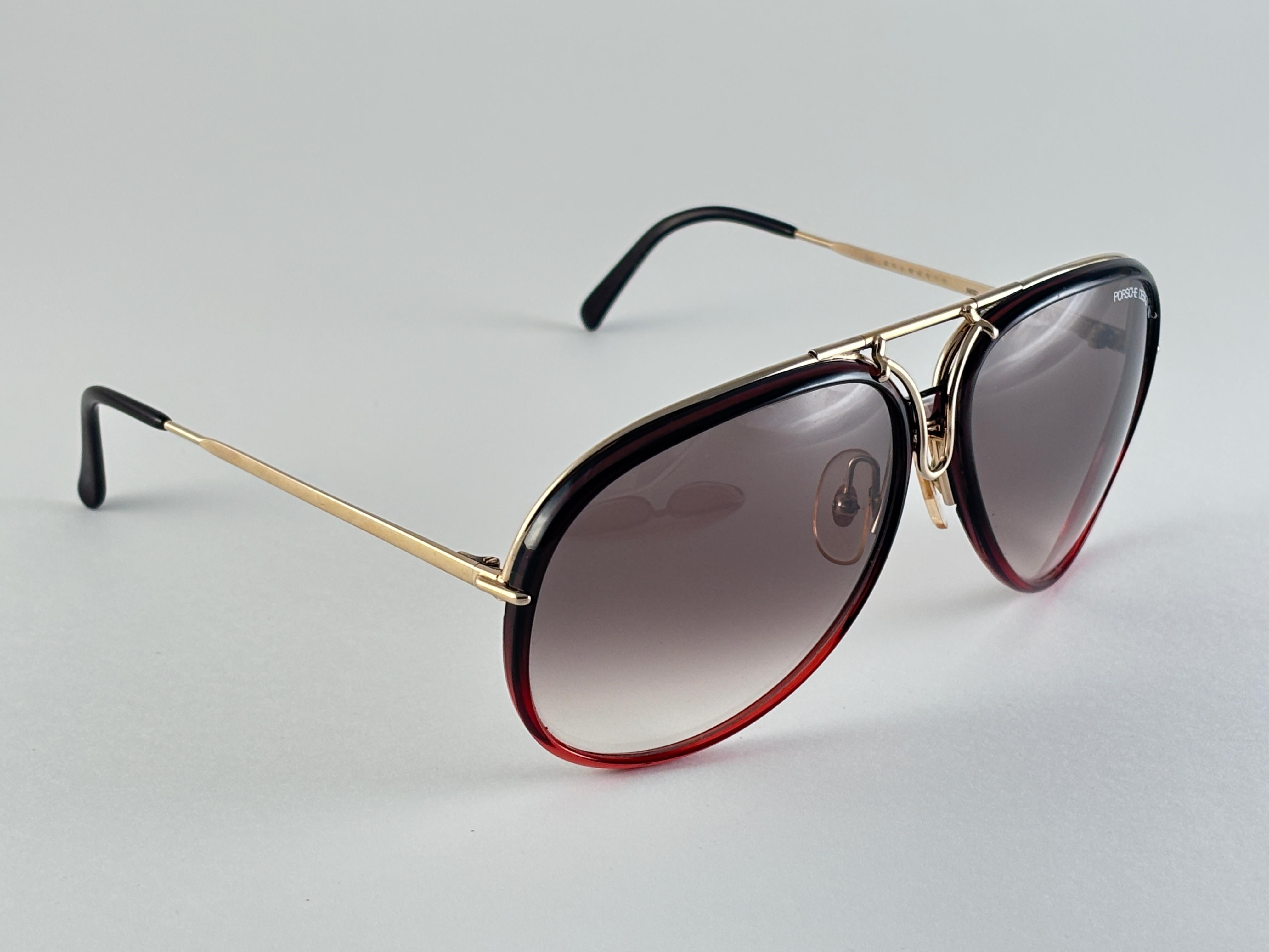 New Vintage Porsche Design By Carrera 5632 Interchangeable Half Frame Sunglasses Excellent état - En vente à Baleares, Baleares