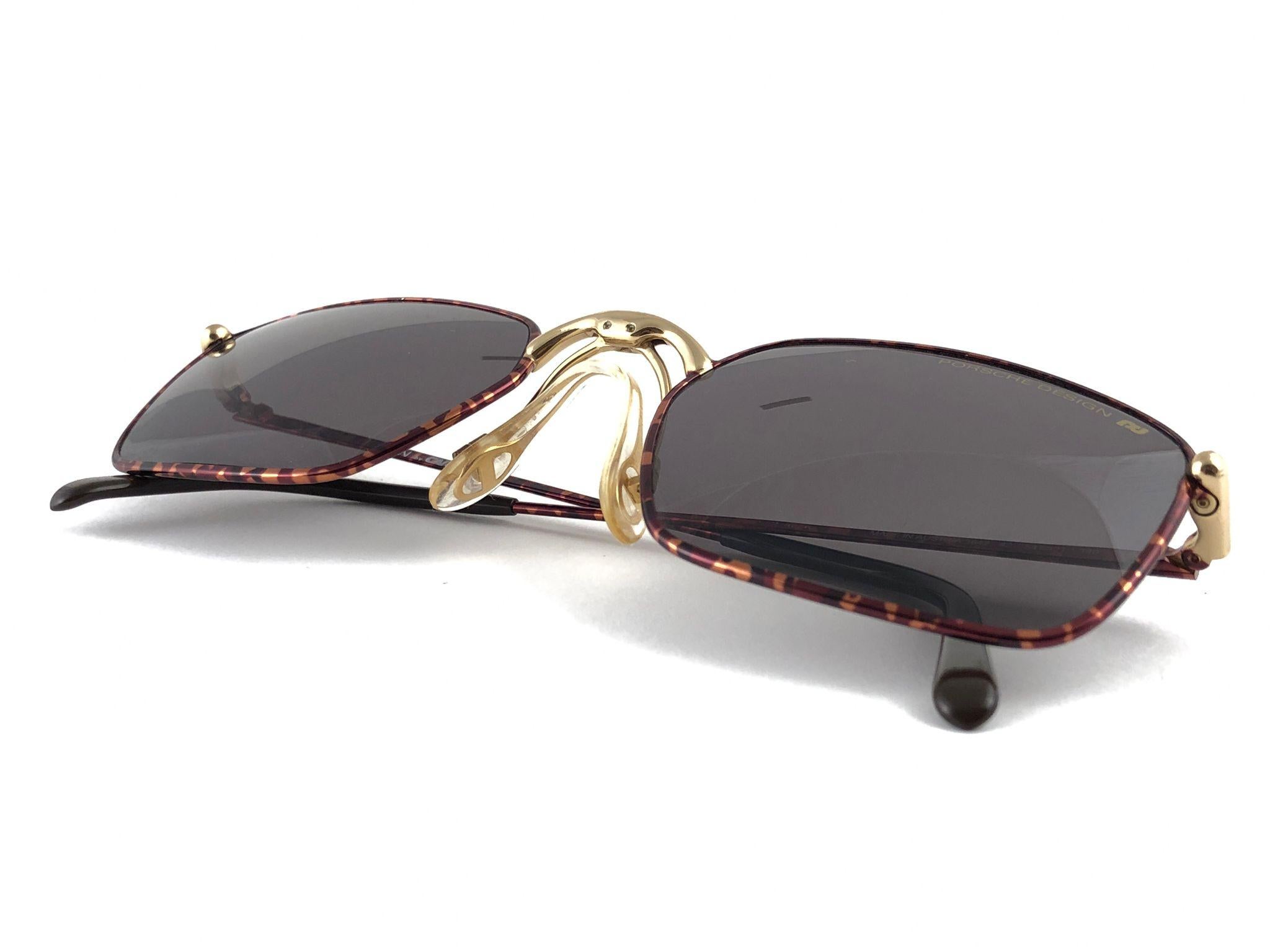 New Vintage Porsche Design By Carrera 5642 Brown Marbled and Gold Sunglasses 5