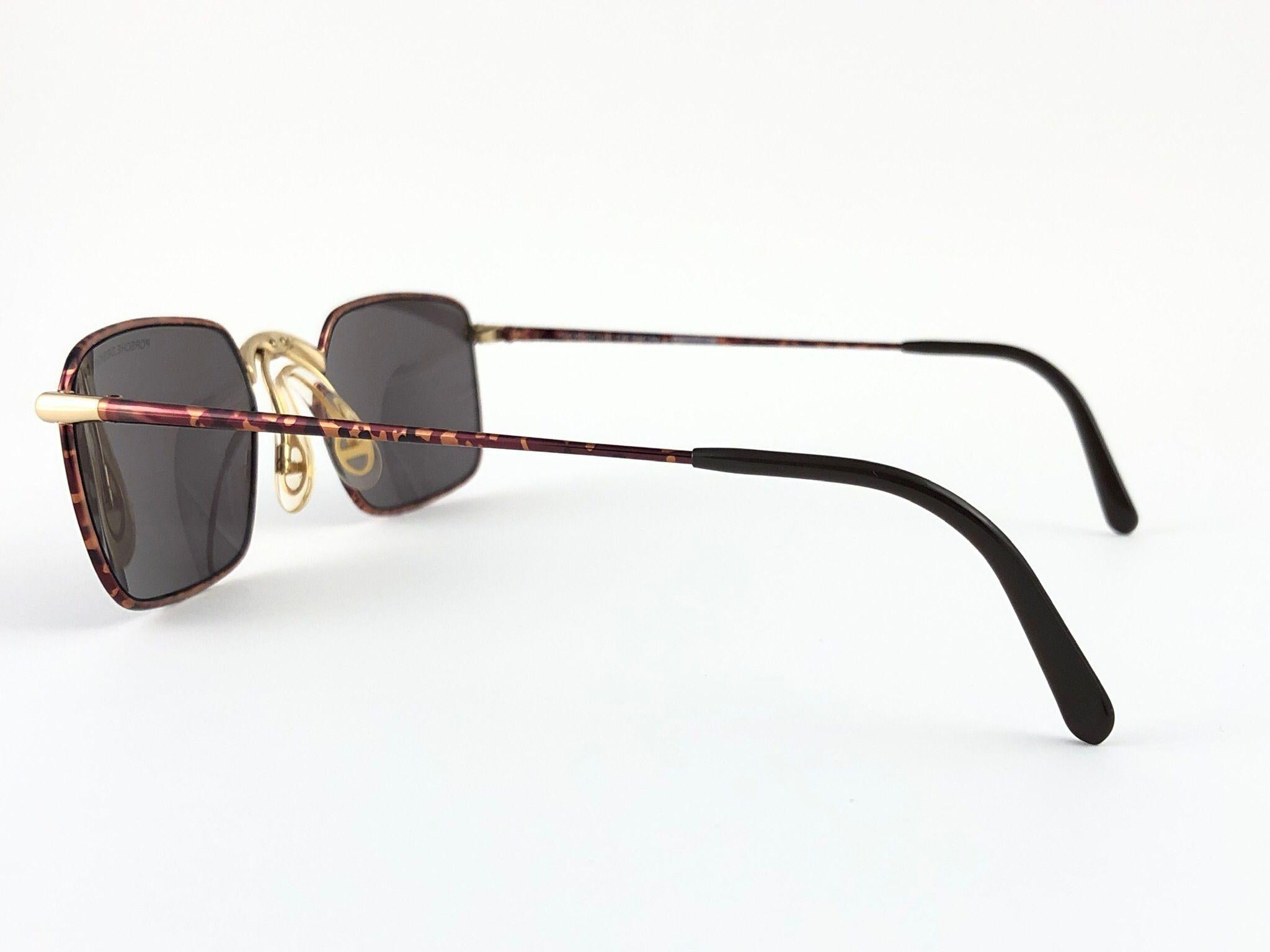 New Vintage Porsche Design By Carrera 5642 Brown Marbled and Gold Sunglasses In Excellent Condition In Baleares, Baleares