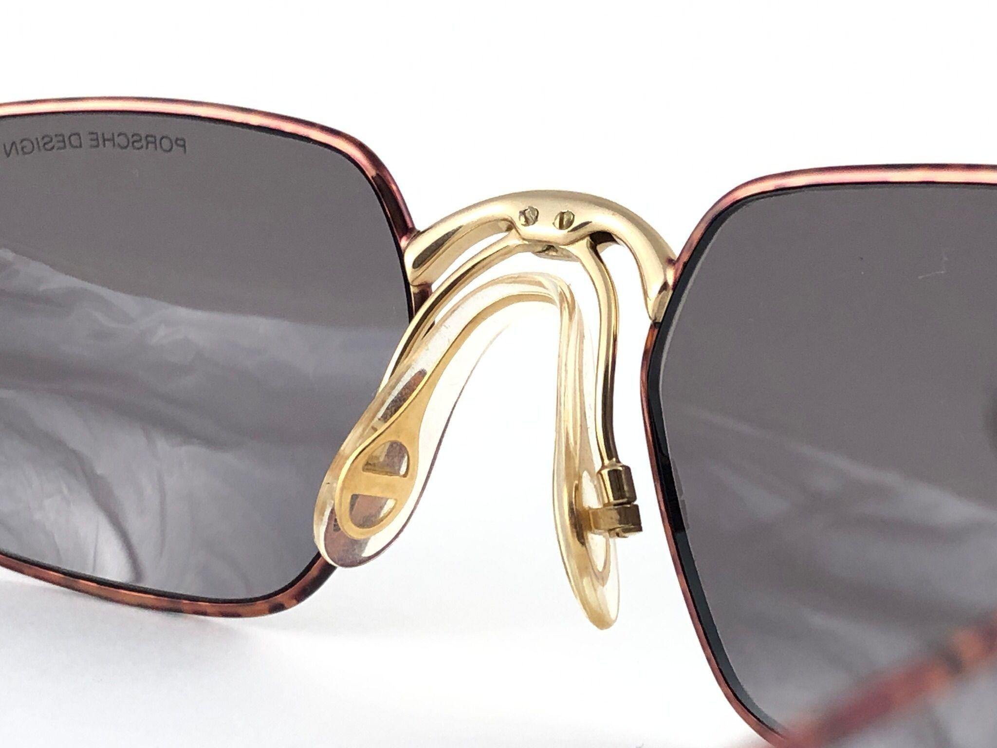 Women's or Men's New Vintage Porsche Design By Carrera 5642 Brown Marbled and Gold Sunglasses