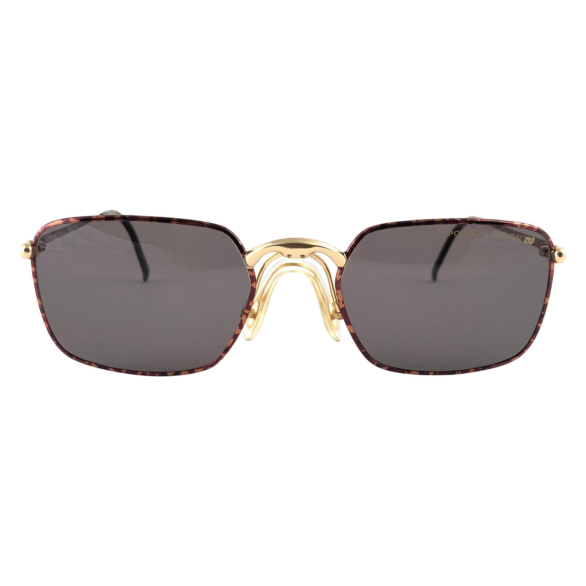New Vintage Porsche Design By Carrera 5642 Brown Marbled and Gold Sunglasses