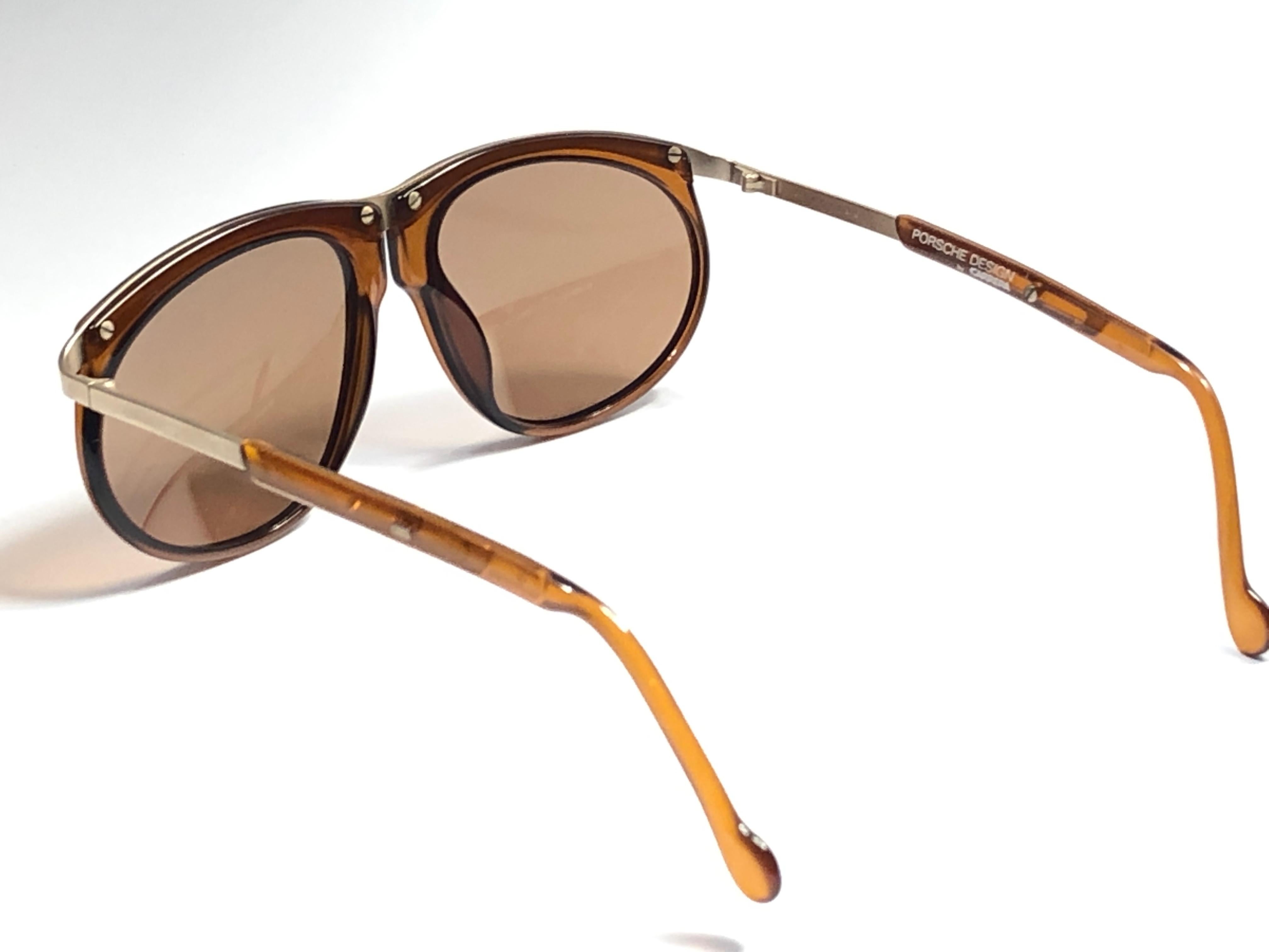New Vintage Porsche Design By Carrera 5660 Amber and Gold Sunglasses For Sale 1