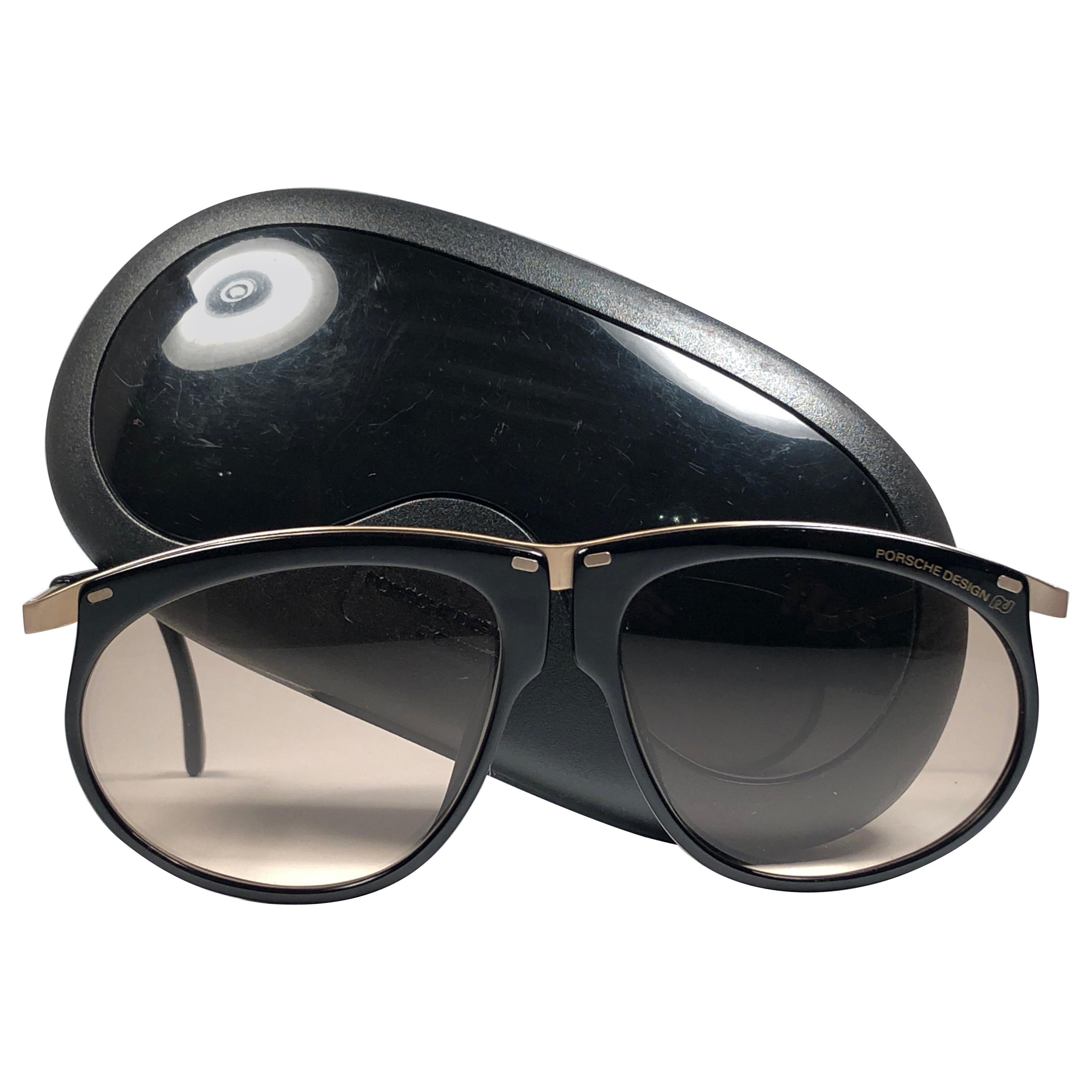 New Vintage Porsche Design By Carrera 5660 Black and Gold Sunglasses at ...