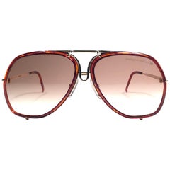 New Vintage Porsche Design Oversized Tortoise Gold 1980'S Sunglasses