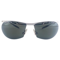 New Vintage Porsche P0082 Shield Frame Silver 1990 Sunglasses Made in Ireland