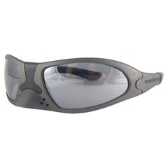 New Vintage Porsche P3001 B Nose Guard Frame Silver Mirror Lens 1990 Sunglasses