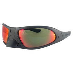 New Vintage Porsche P3001 Nose Guard Frame Red Mirror Lenses 1990's Sunglasses