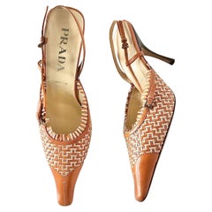 NEW Vintage Prada Fringe and Buckle Detail Slingback Pointed Toe Pumps 38