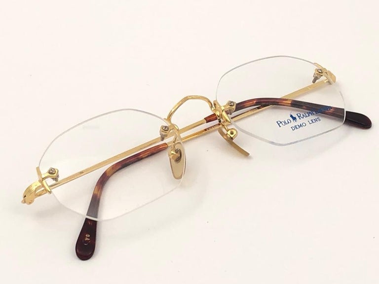 New Vintage Ralph Lauren Classic Rimless Gold RX 1990 Sunglasses For Sale  at 1stDibs