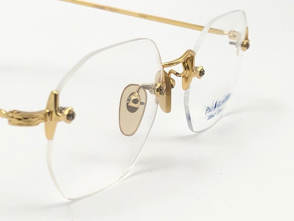 New Vintage Ralph Lauren Classic Rimless Gold RX 1990 Sunglasses 1