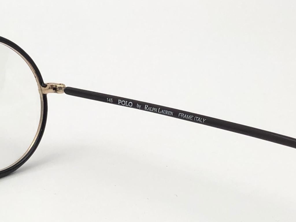 Gray New Vintage Ralph Lauren Classic Round Small Dark Brown RX 1990 Sunglasses