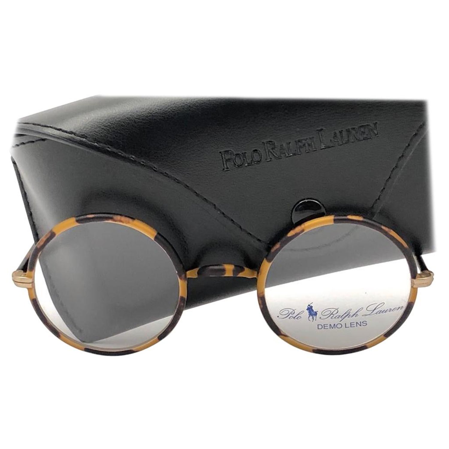 New Vintage Ralph Lauren Classic Round Small Dark Tortoise RX 1990  Sunglasses at 1stDibs