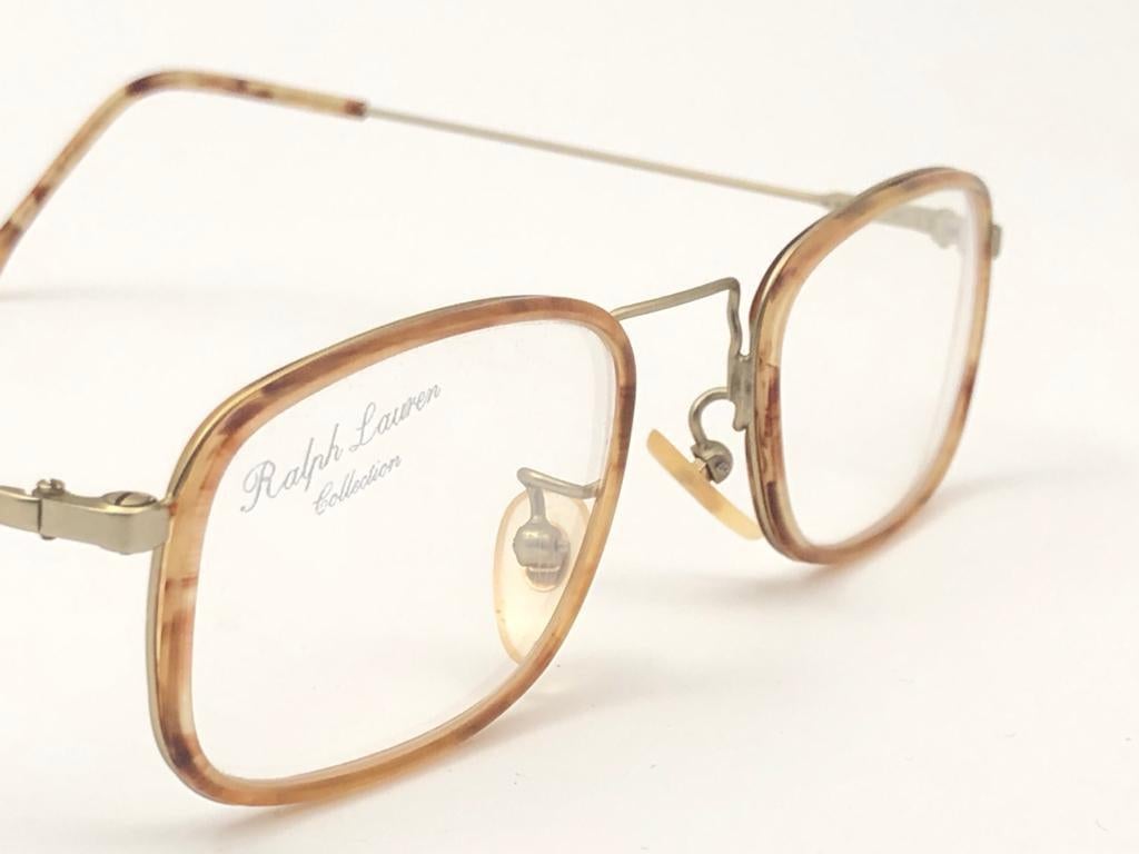 New Vintage Ralph Lauren Rectangular Matte Gold RX 1990 Sunglasses For Sale 3