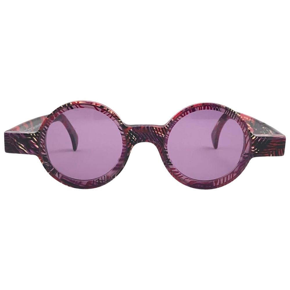 Alain Mikli - Nouveau Vintage Rare 0150  Lunettes de soleil rondes France aux tons roses 1990 en vente
