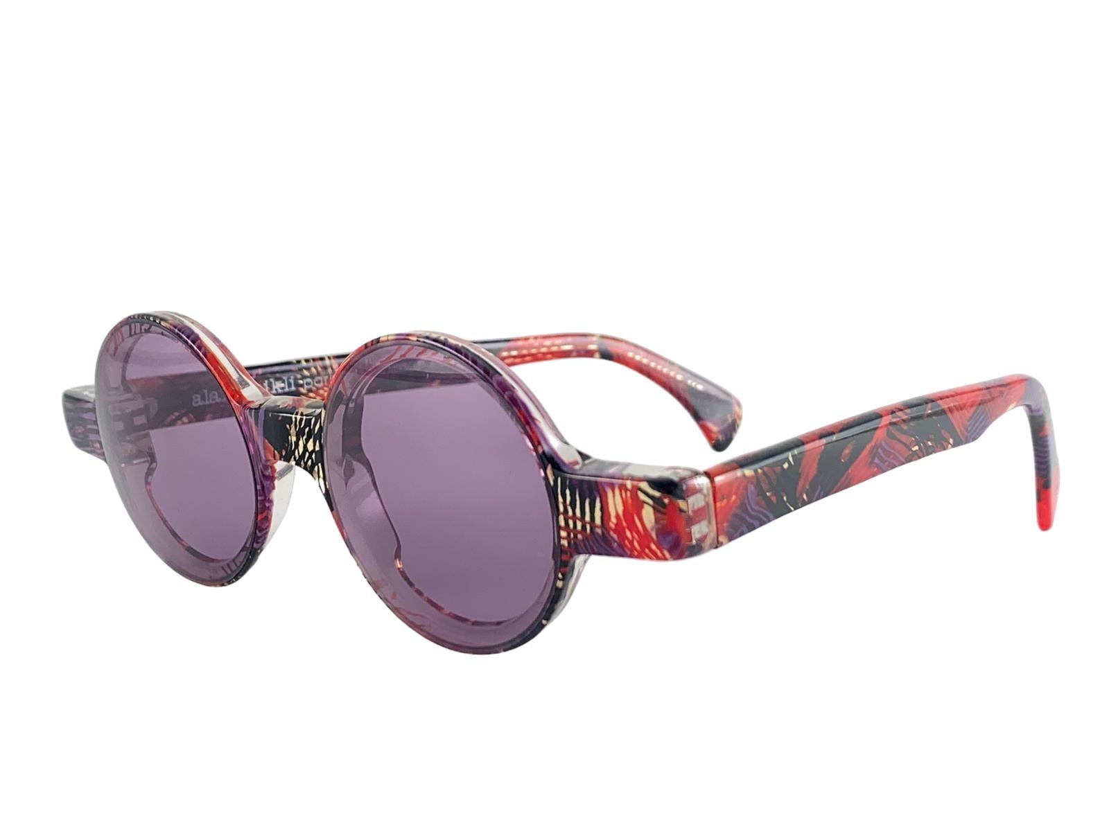 Gray New Vintage Rare Alain Mikli 0150  Round Red Tones France Sunglasses 1990 For Sale