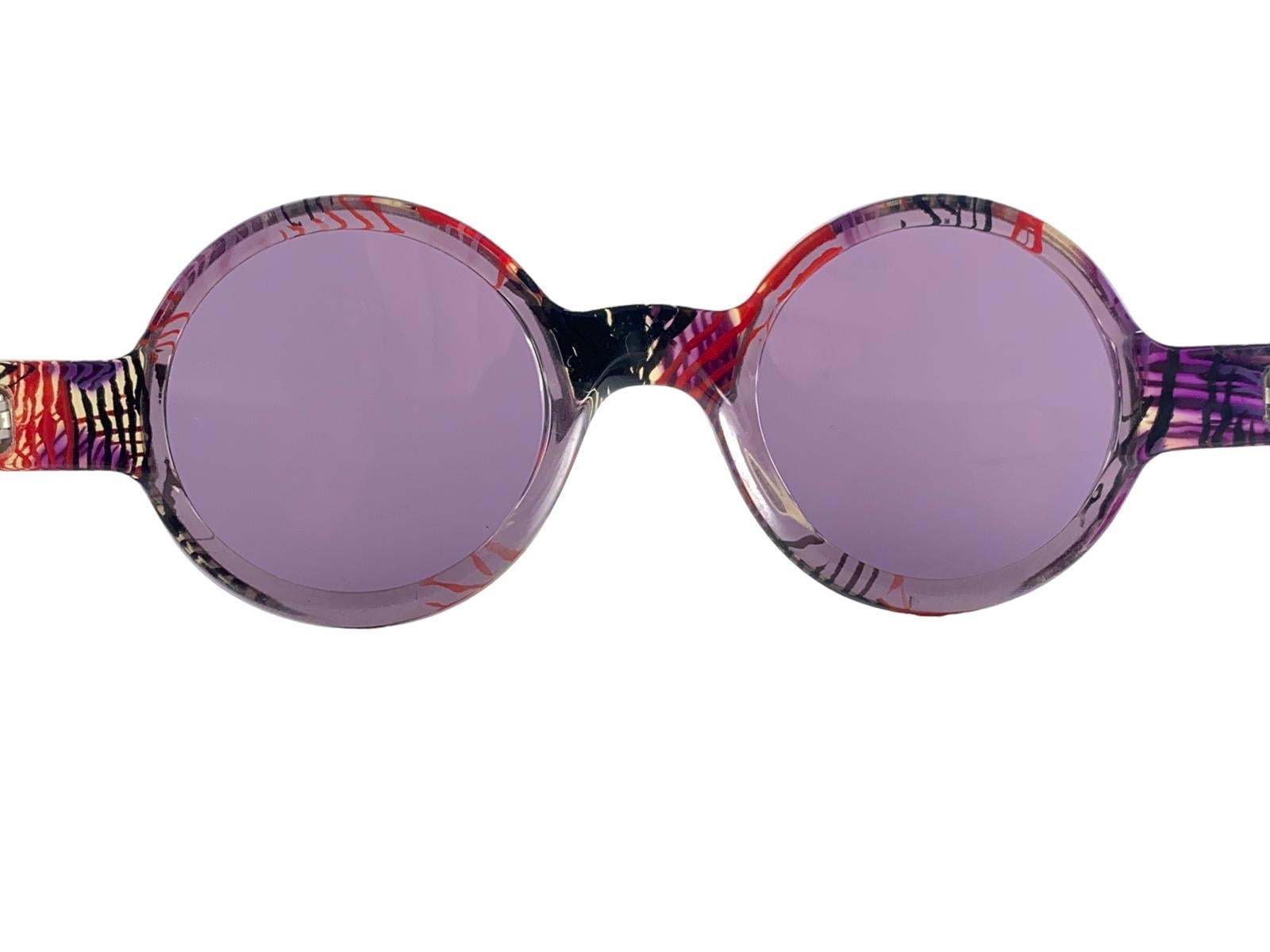 Women's or Men's New Vintage Rare Alain Mikli 0150  Round Red Tones France Sunglasses 1990 For Sale