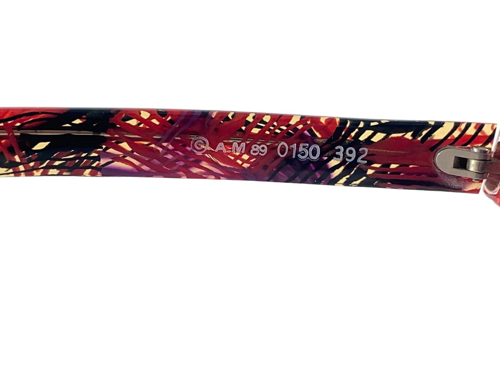New Vintage Rare Alain Mikli 0150  Round Red Tones France Sunglasses 1990 For Sale 2