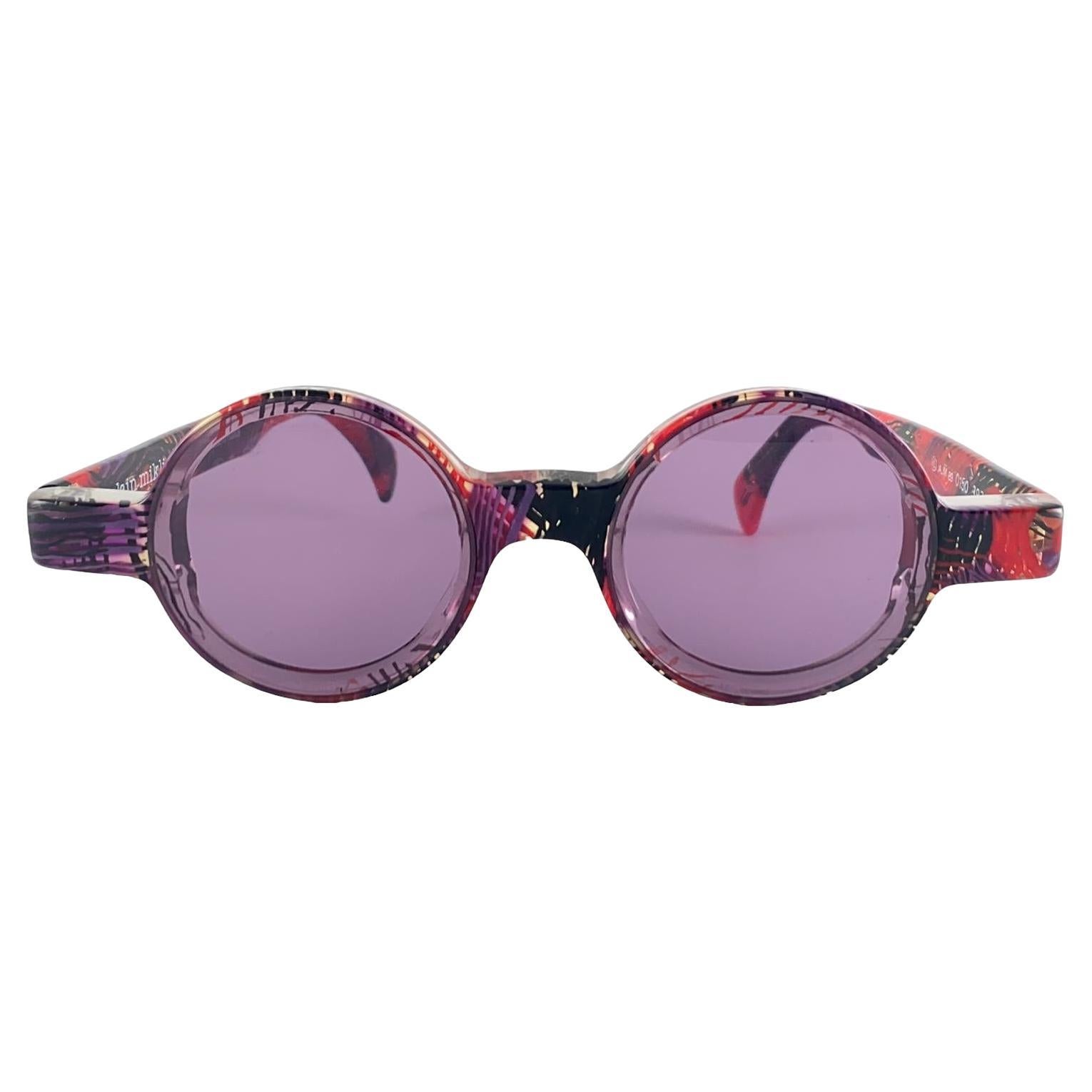 New Vintage Rare Alain Mikli 0150  Round Red Tones France Sunglasses 1990 For Sale