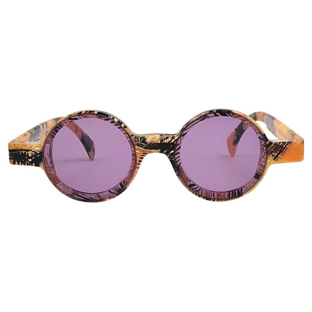 Nuevo Vintage Raro Alain Mikli 0150  Gafas de sol redondas tonos amarillos Francia 1990