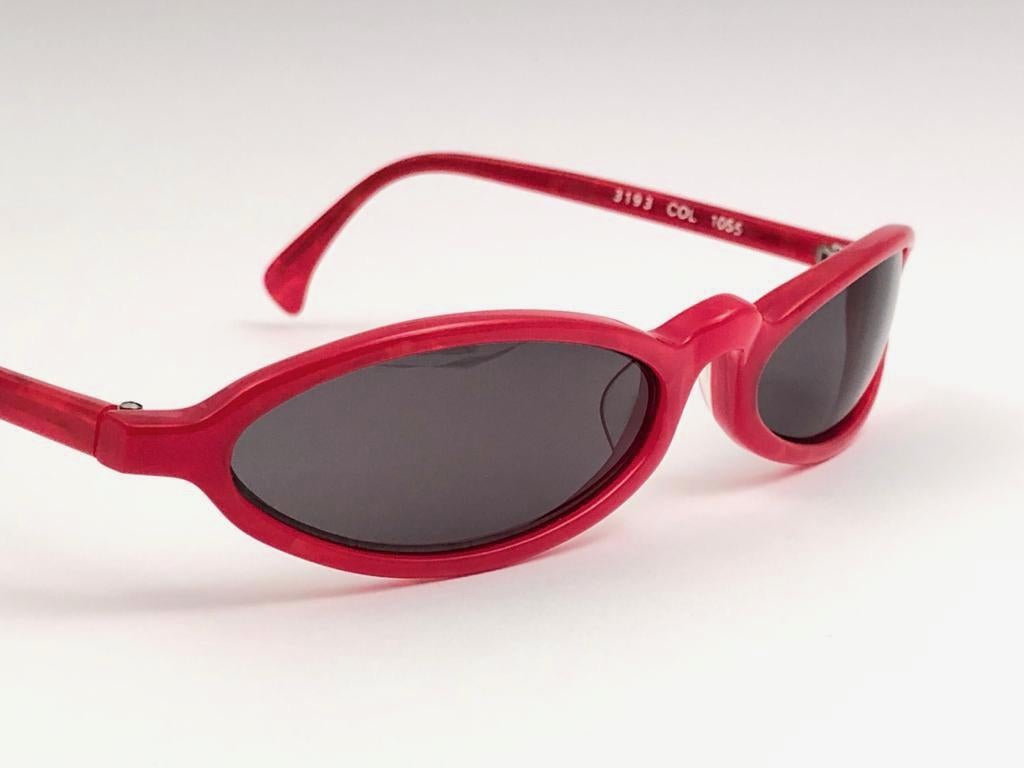 Brown New Vintage Rare Alain Mikli 3193 Candy Red France Sunglasses 1990 For Sale