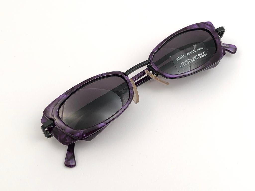 New Vintage Rare Alain Mikli 5011 Purple & Black France Sunglasses 1990 In New Condition In Baleares, Baleares