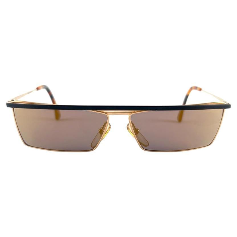 New Vintage Rare Alain Mikli  623 Gold Mask Sunglasses 1990 For Sale