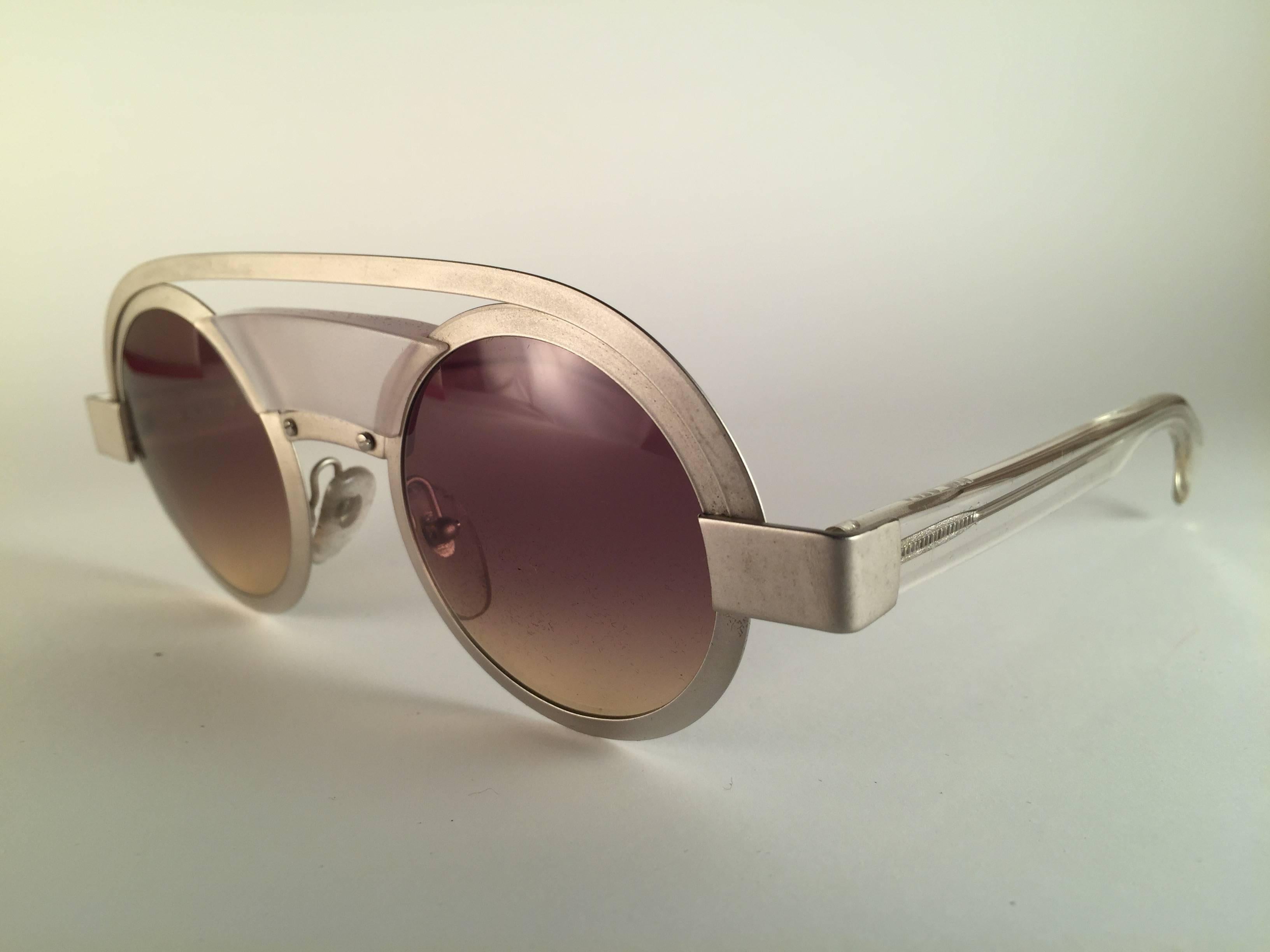 Black New Vintage Rare Alain Mikli 639 Round Aluminium France Sunglasses 1980 For Sale