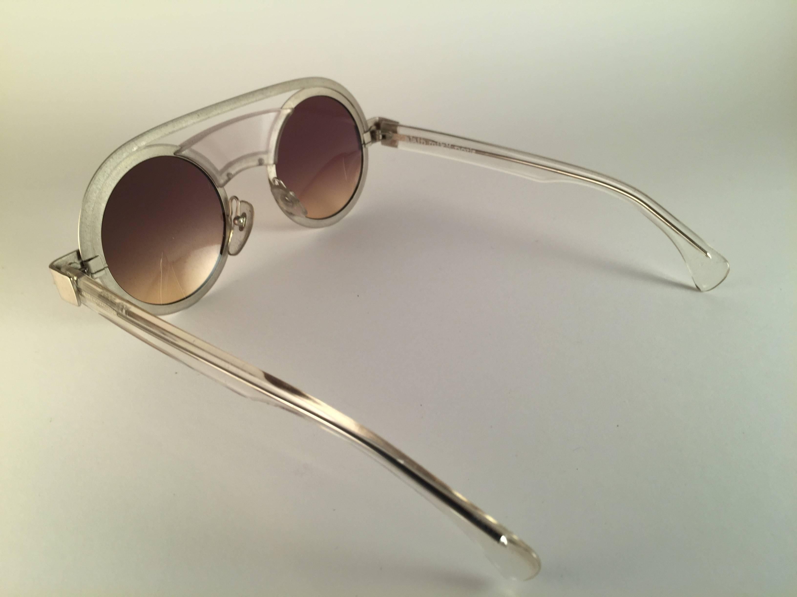 New Vintage Rare Alain Mikli 639 Round Aluminium France Sunglasses 1980 In New Condition For Sale In Baleares, Baleares