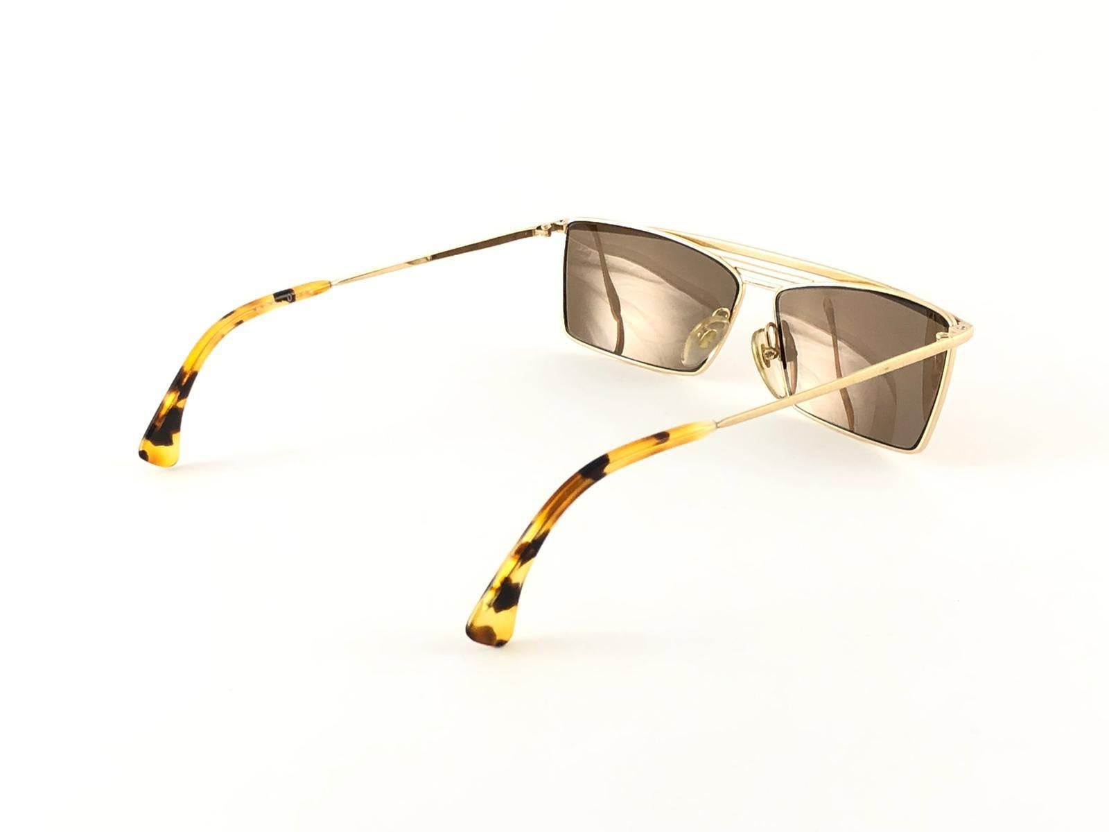 Women's or Men's New Vintage Rare Alain Mikli  663 Gold Mask Sunglasses 1990 For Sale