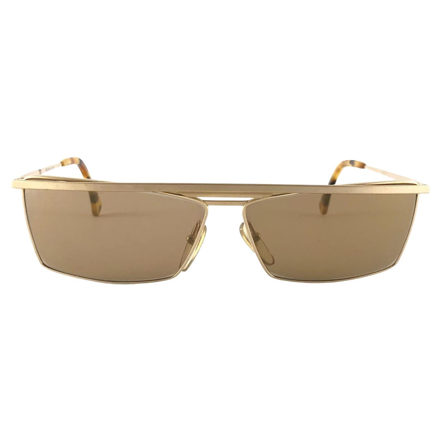 New Vintage Rare Alain Mikli  663 Gold Mask Sunglasses 1990 For Sale