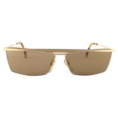 New Retro Rare Alain Mikli  663 Gold Mask Sunglasses 1990
