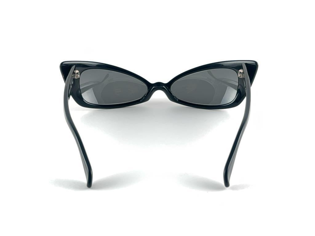 New Vintage Rare Alain Mikli D308 Black Cat Eye France Sunglasses 1990'S For Sale 7