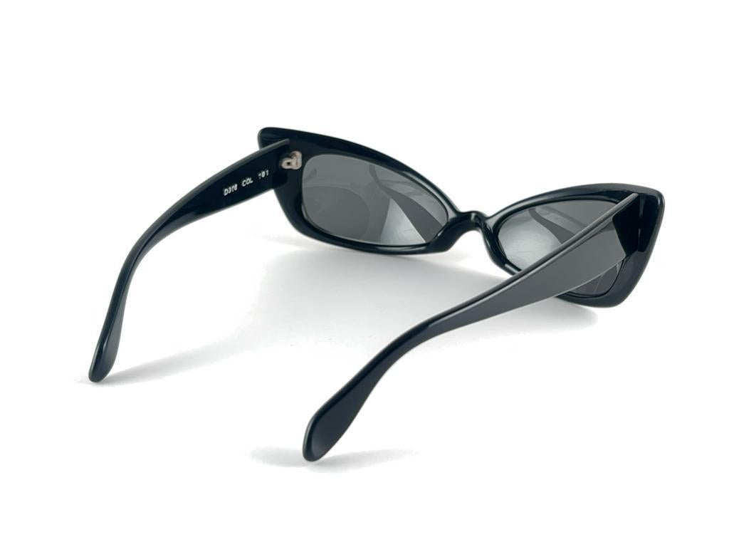 New Vintage Rare Alain Mikli D308 Black Cat Eye France Sunglasses 1990'S For Sale 8