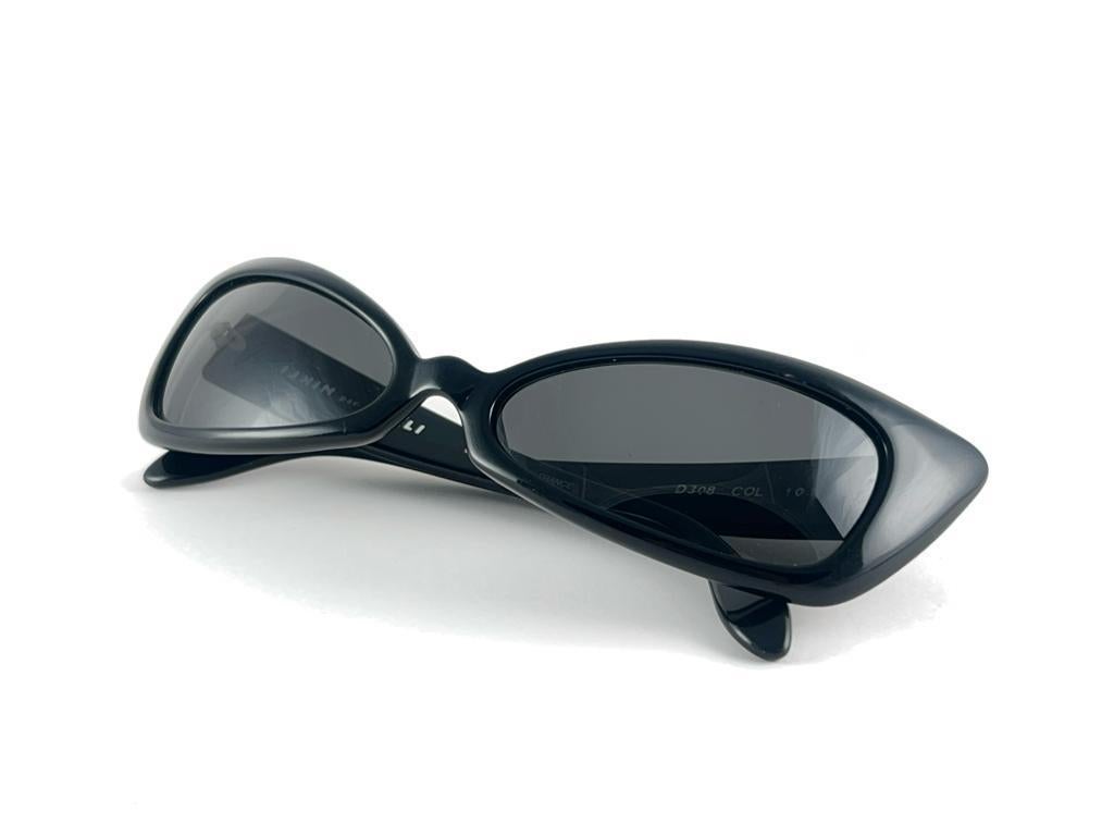New Vintage Rare Alain Mikli D308 Black Cat Eye France Sunglasses 1990'S For Sale 9