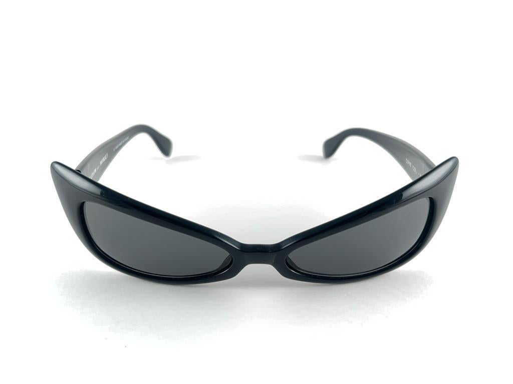 New Vintage Rare Alain Mikli D308 Black Cat Eye France Sunglasses 1990'S In New Condition For Sale In Baleares, Baleares