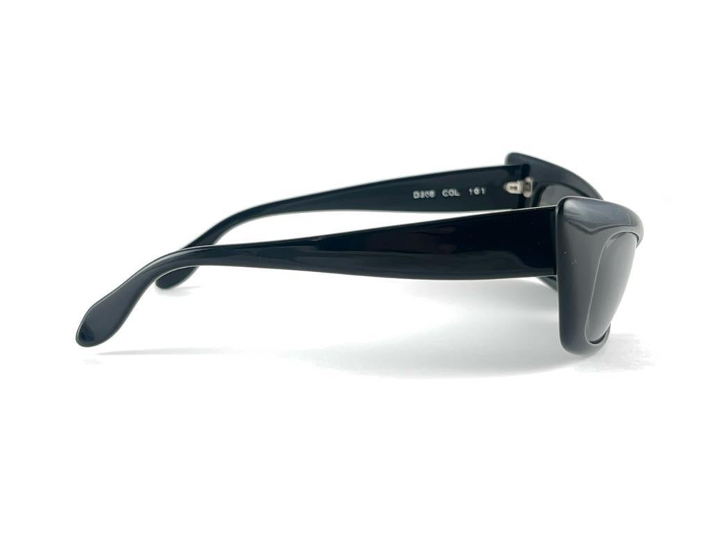 New Vintage Rare Alain Mikli D308 Black Cat Eye France Sunglasses 1990'S For Sale 1
