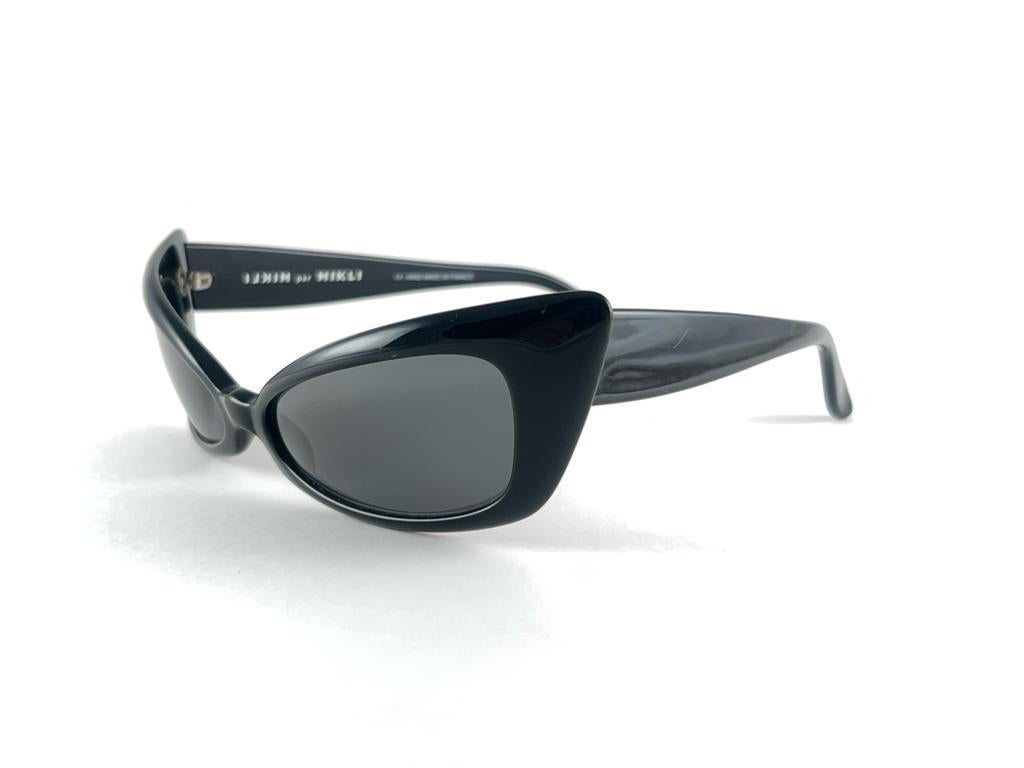 New Vintage Rare Alain Mikli D308 Black Cat Eye France Sunglasses 1990'S For Sale 2