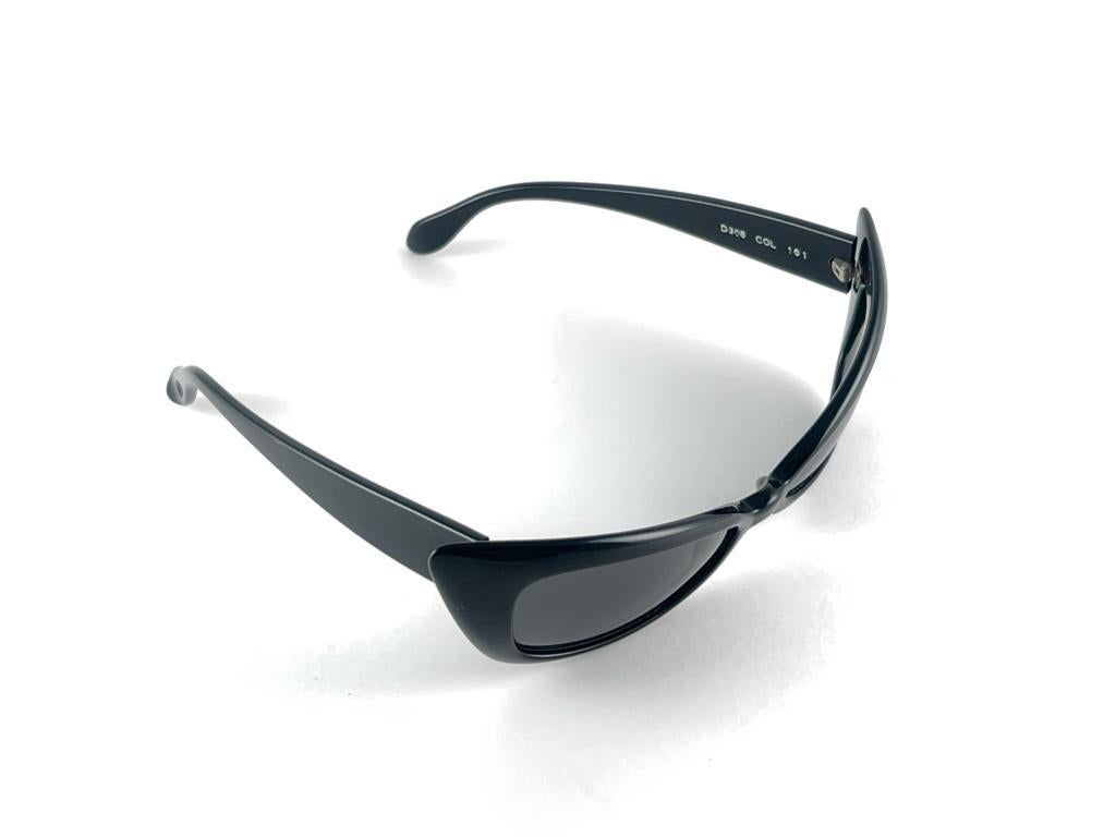 New Vintage Rare Alain Mikli D308 Black Cat Eye France Sunglasses 1990'S For Sale 3
