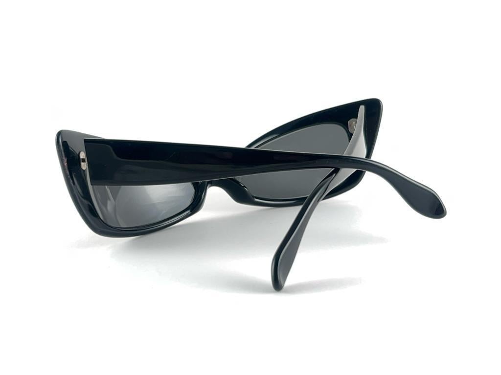 New Vintage Rare Alain Mikli D308 Black Cat Eye France Sunglasses 1990'S For Sale 4