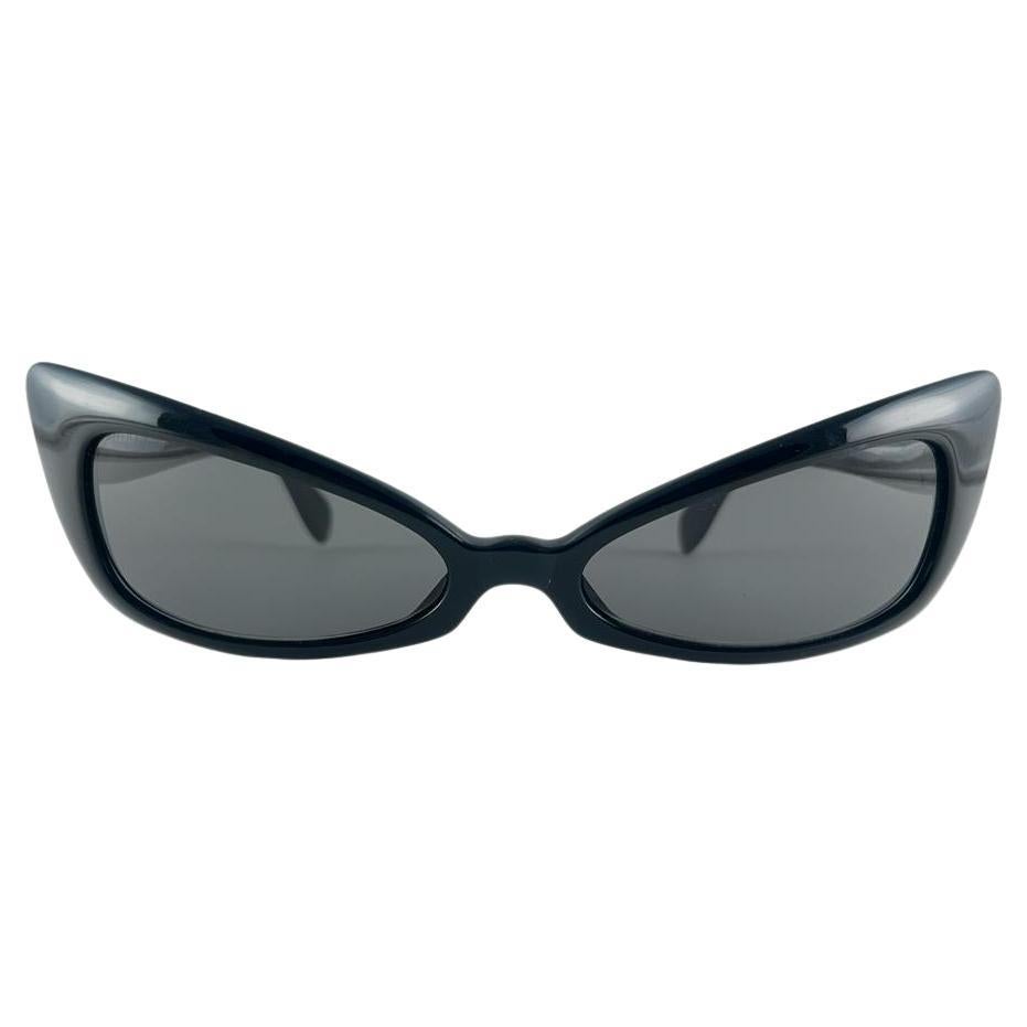 New Vintage Rare Alain Mikli D308 Black Cat Eye France Sunglasses 1990'S For Sale