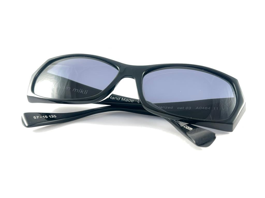 New Vintage Rare Alain Mikli Polarized Cat 03 Black France Sunglasses 1990's For Sale 7