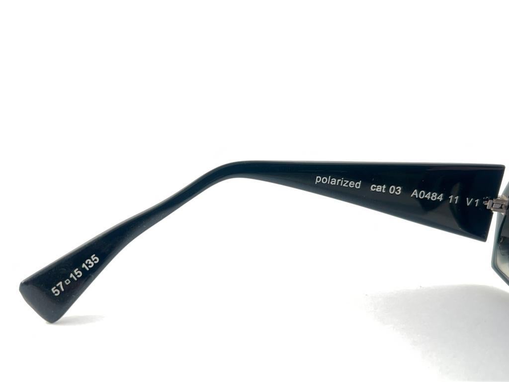New Vintage Rare Alain Mikli Polarized Cat 03 Black France Sunglasses 1990's For Sale 3